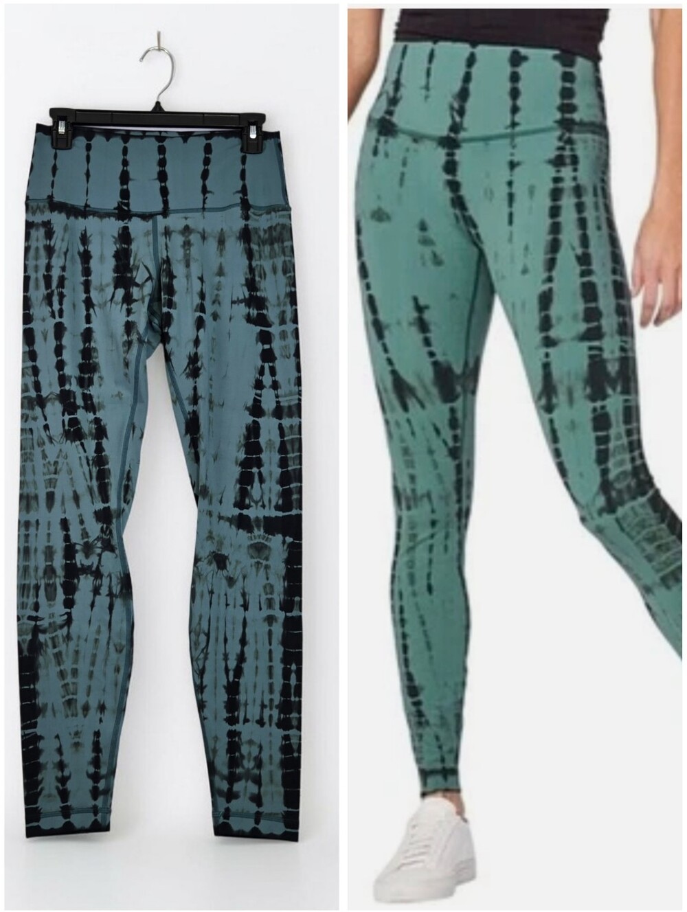 Lululemon Wunder Under Legging Size 8 Mystic Green Black Tie Dye Full Length